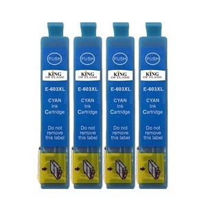 Compatible High Capacity Ink Cartridges 603XL x 4 Cyan - King of Flash UK
