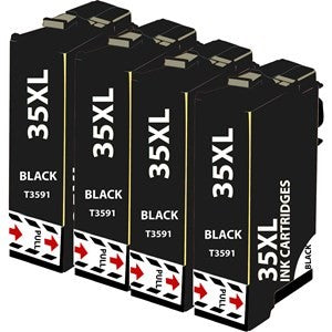 Compatible Epson 35XL Black T3591 Ink Cartridges Pack of 4 - King of Flash UK