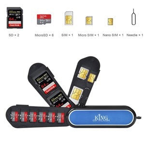 Army Knife-Type Keychain Case for Flash Memory Storage Cards - Fits 2 x SD / SDHC / SDXC 6 x Micro SD 1 x Mini SIM 1 x Micro SIM 1 x Nano SIM - King of Flash UK